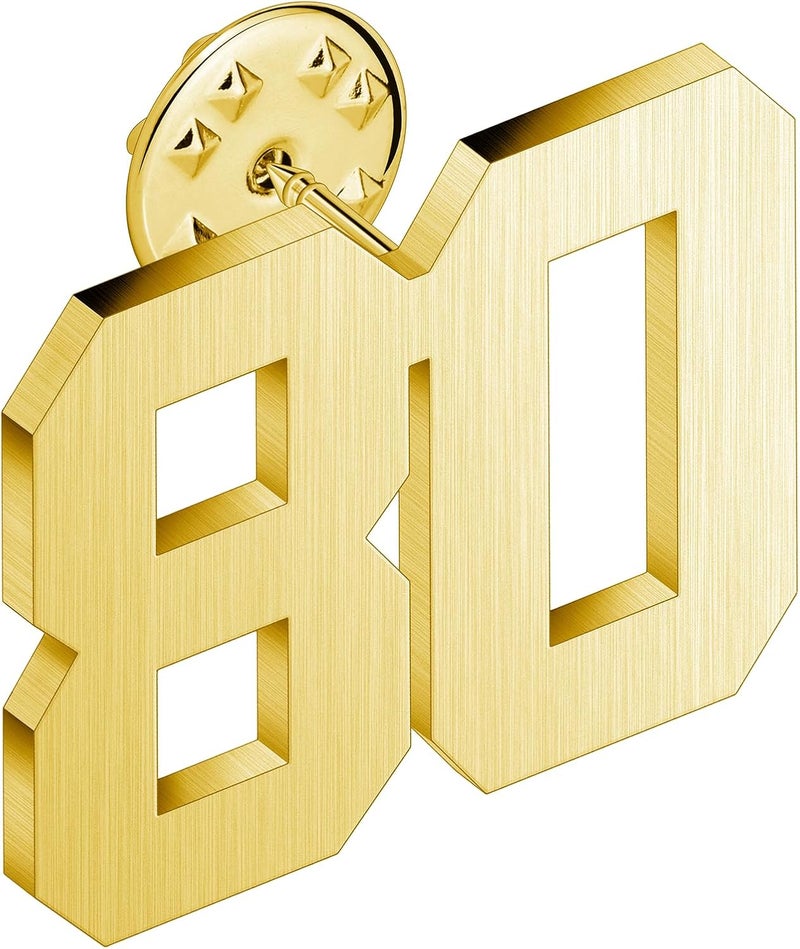 AMITER Personalized 0-100 Number Lapel Pins, 18K Gold Brooch Pin Tie Tacks for Suits, Neckties, Hats, Men & Women - Image 1